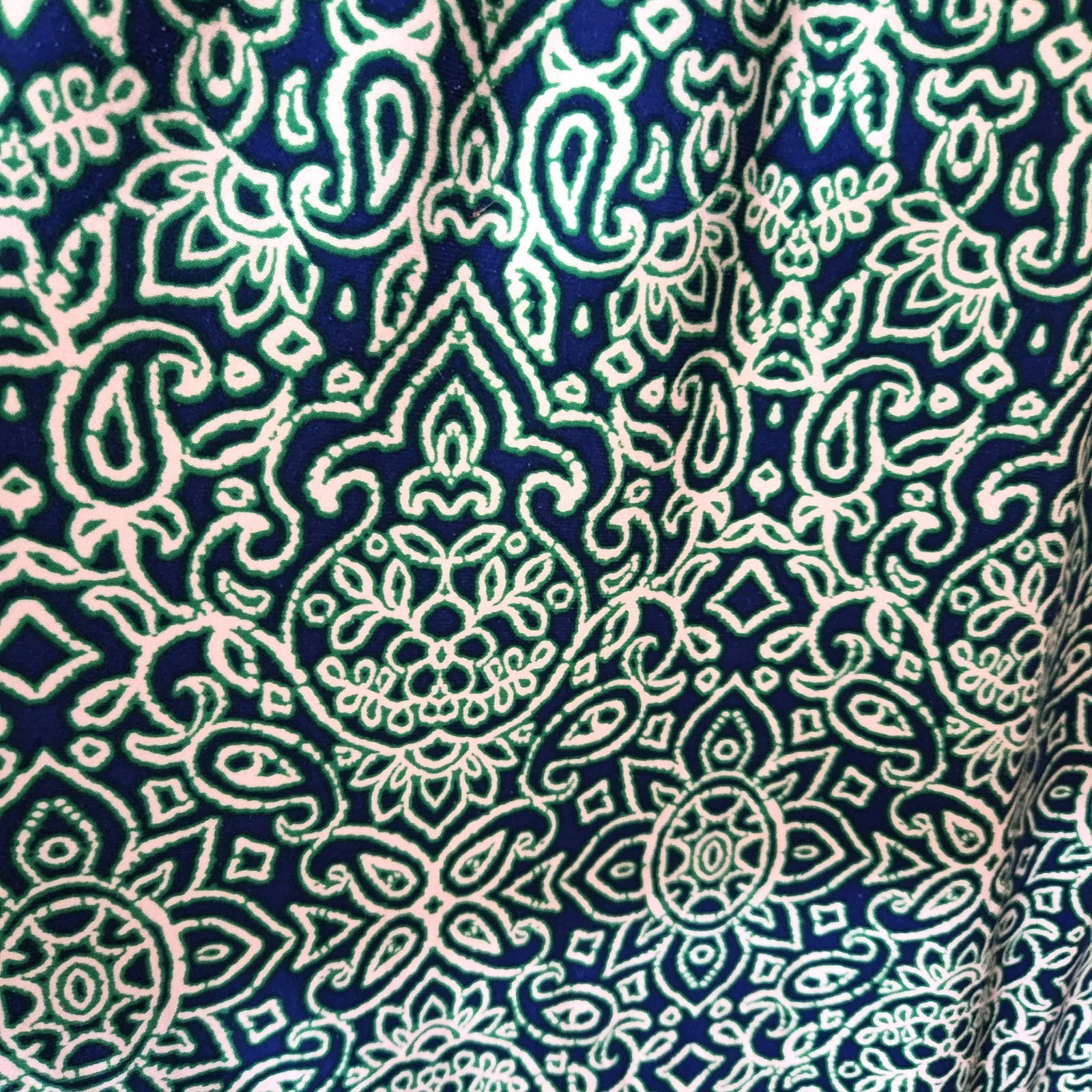 Chaps Maxi Dress Cross-Over V-Neck Green/Blue Mandala Knit Womens Size Medium