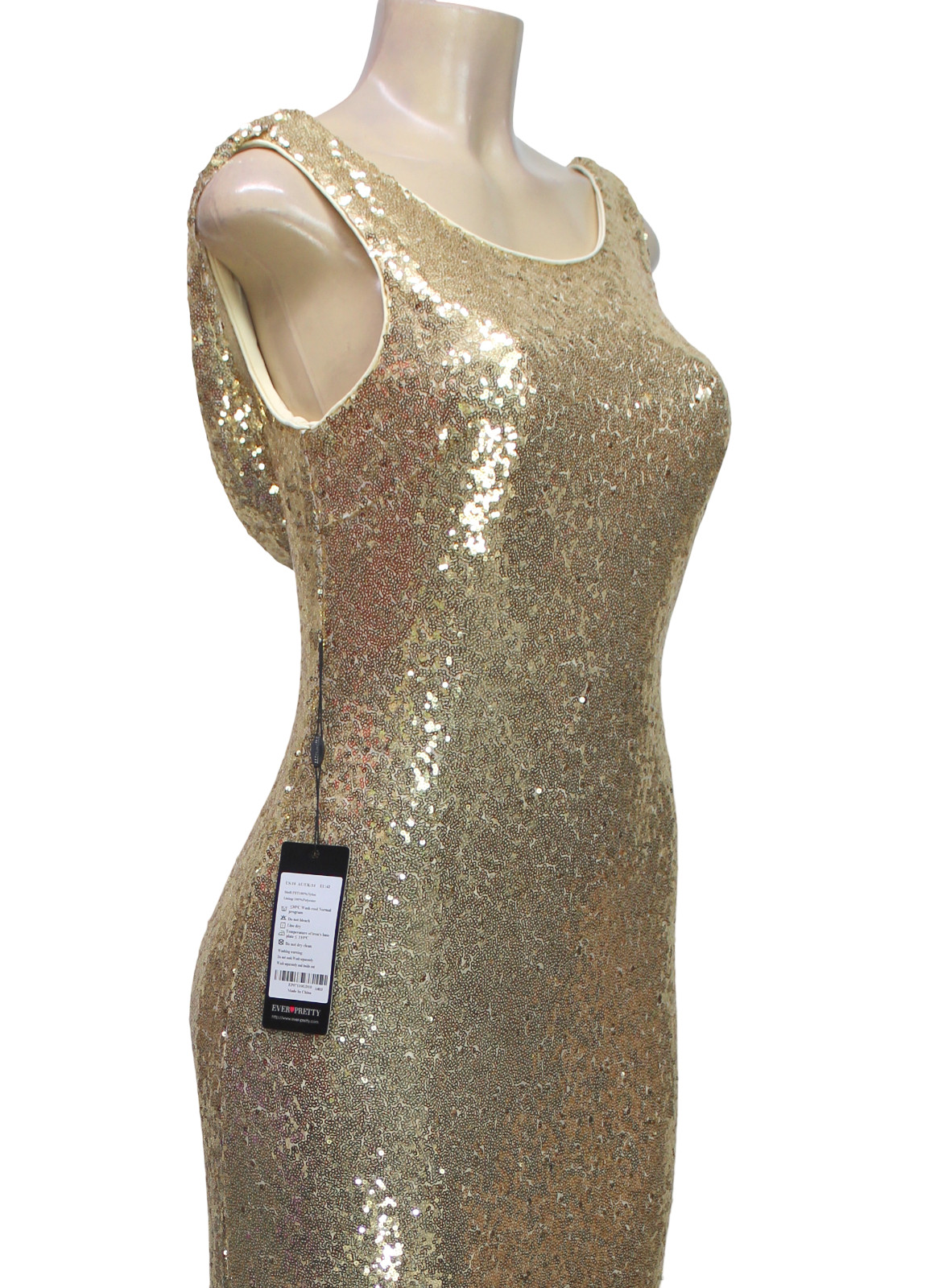 Ever Pretty Back Cowl Neck Dress Cocktail Party Sequin Sleeveless Gold Size 10