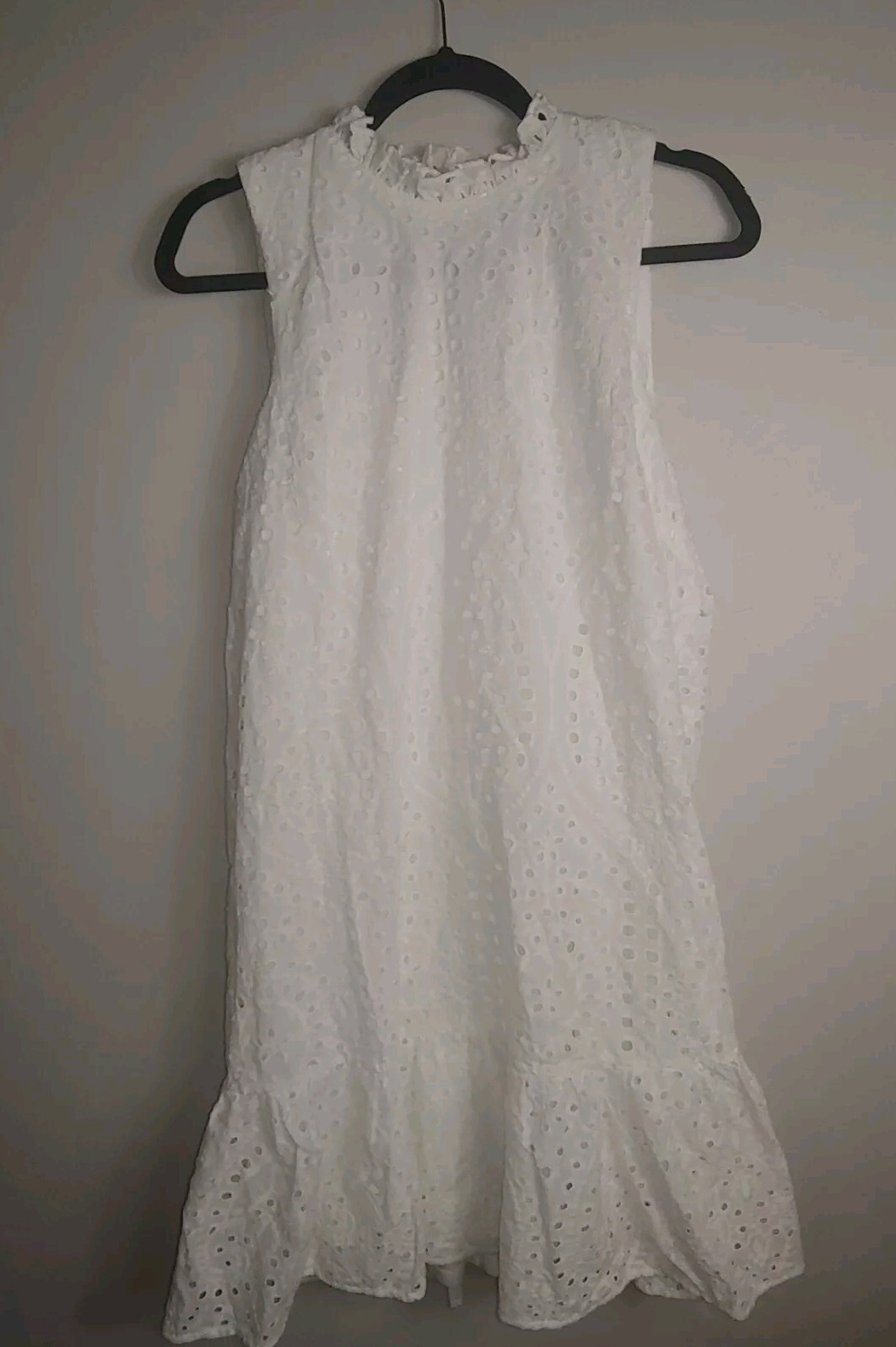 Maia Sleeveless White Ivory Eyelet Swing Dress Size 12