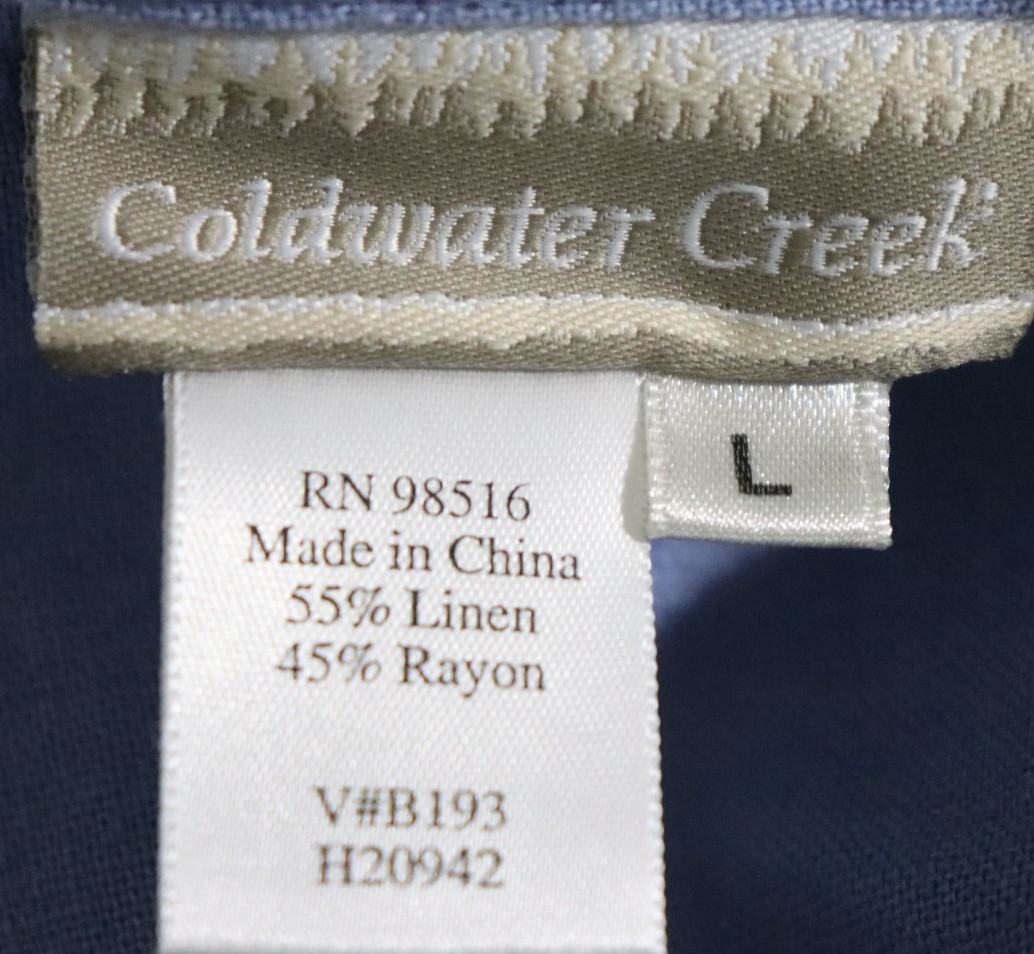 Coldwater Creek 2 Pc Linen Blend Maxi Dress & Jacket Womens Size Large Blue Long