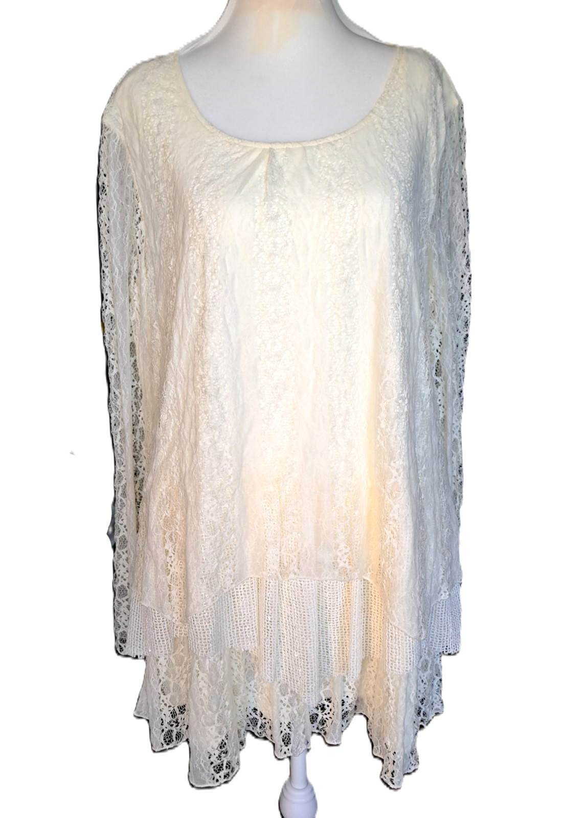 Womens INDIGO SOUL ivory lace dress MEDIUM NEW casual wedding long sleeve boho