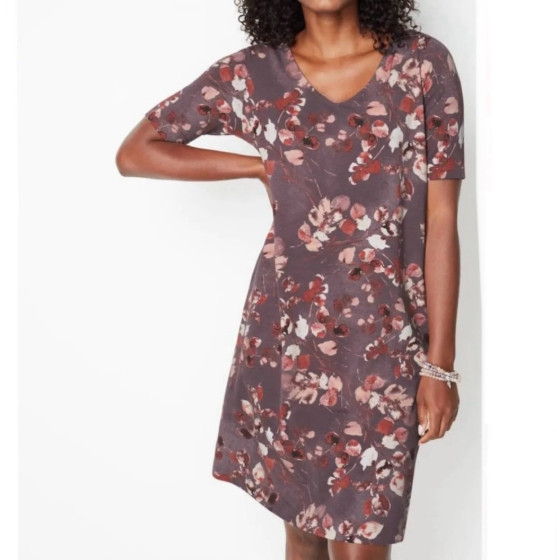 J Jill Pure Jill Affinity French Terry Dress Womens M Floral Shift, Pockets