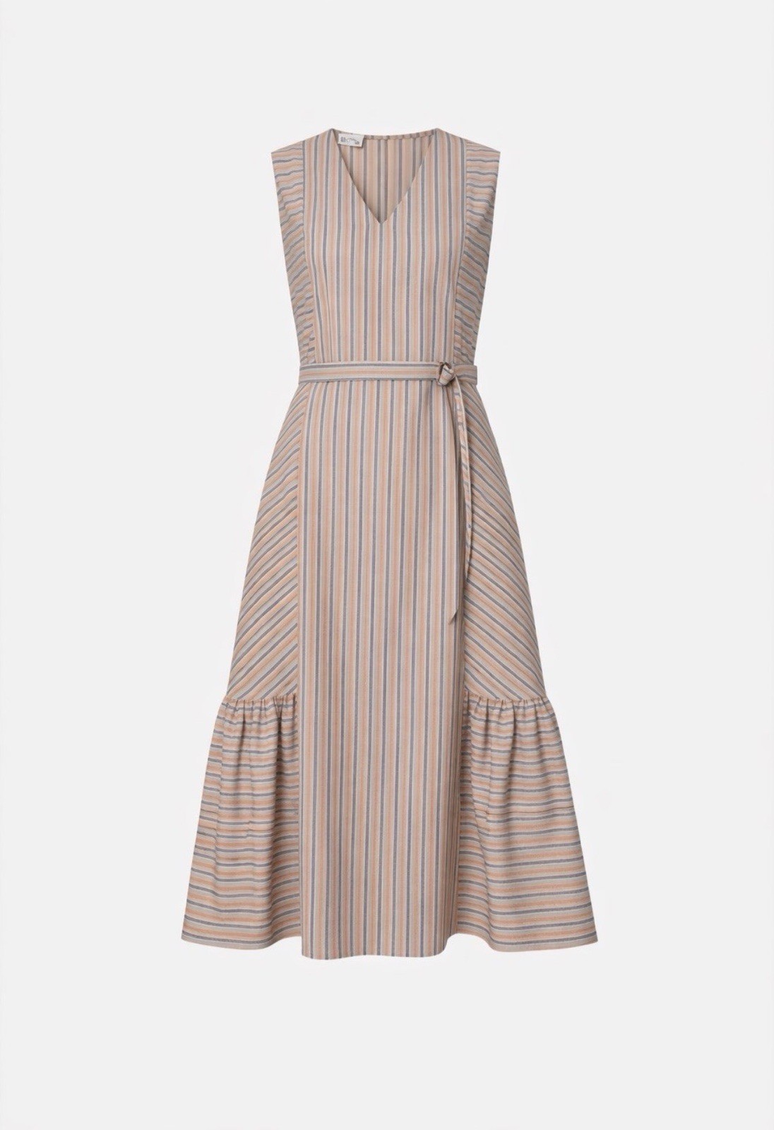 Akris Punto Parasol Stripe Cotton Midi Dress with Belt Silk Summer