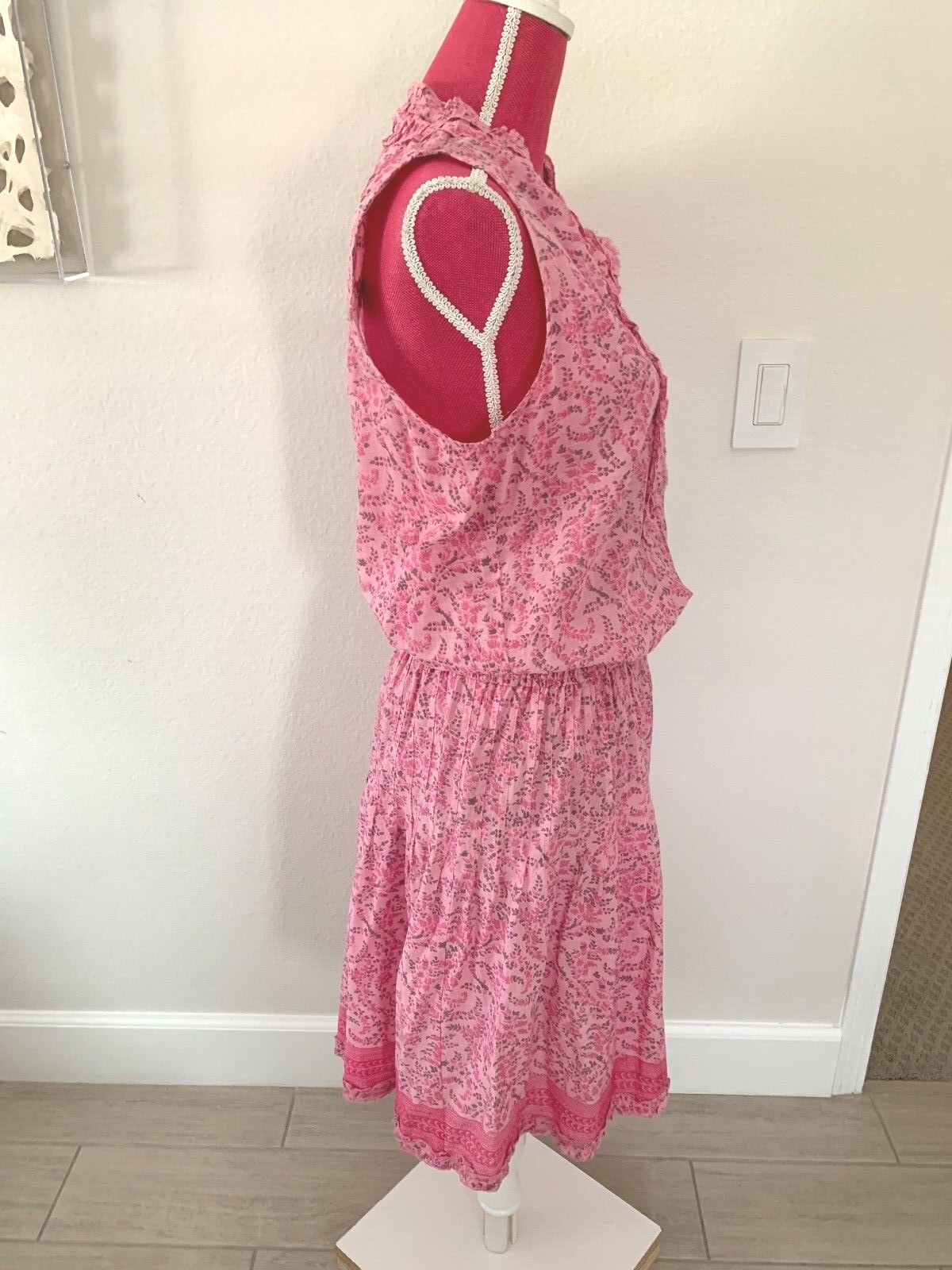 LOLA AUSTRALIA COTTON SUNDRESS MINI KNEE LENGTH PINK RARE XS DESIGNER