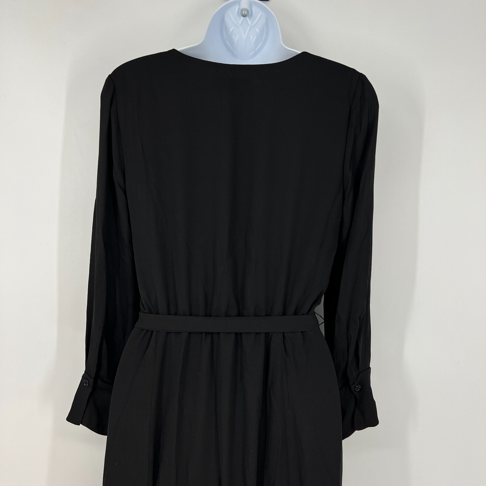 BAILEY 44 Olympia Solid Dress Size 4 Black NWT Surplice High Low Slit Midi Belt
