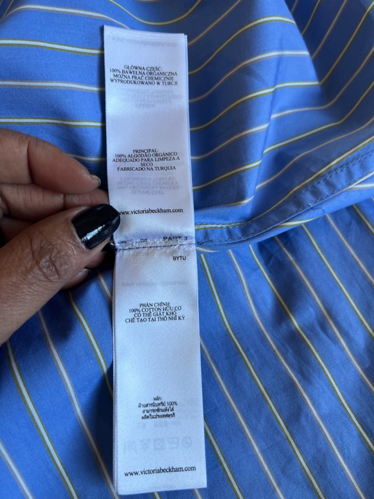 Victoria Beckham Striped Cotton-poplin Midi Dress Sz UK 10/US 6 Blue Euro Summer