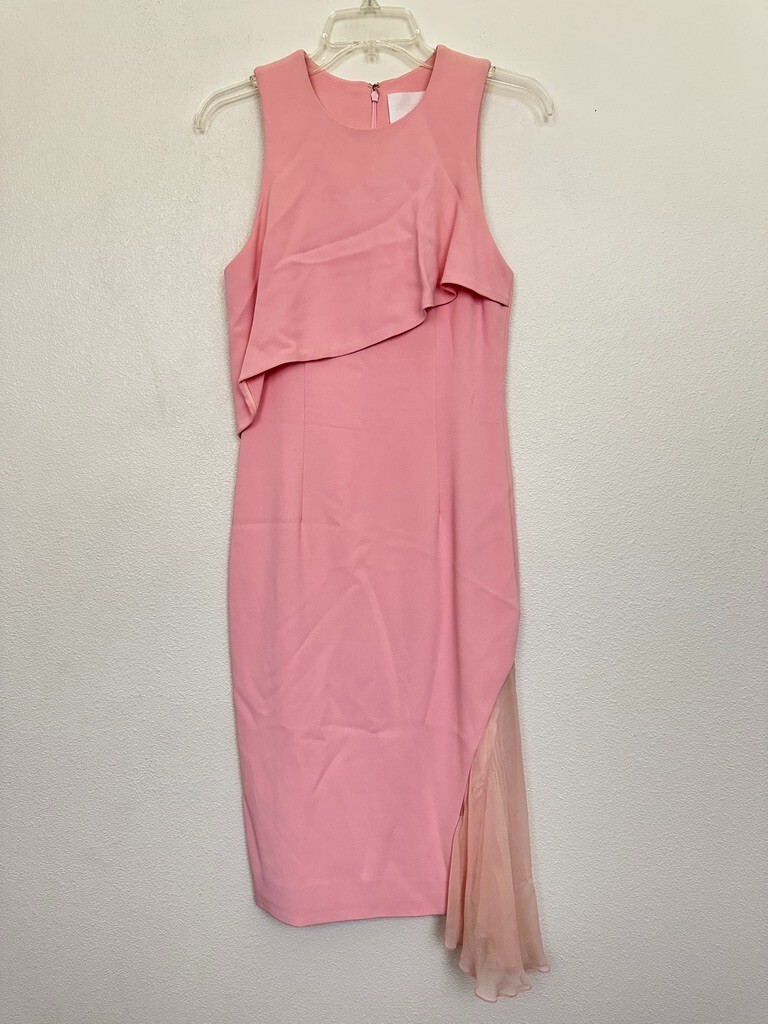 Cushnie Et Ochs Layered Ruffle Sheath Dress Pink Midi Sleeveless Women’s Size 6