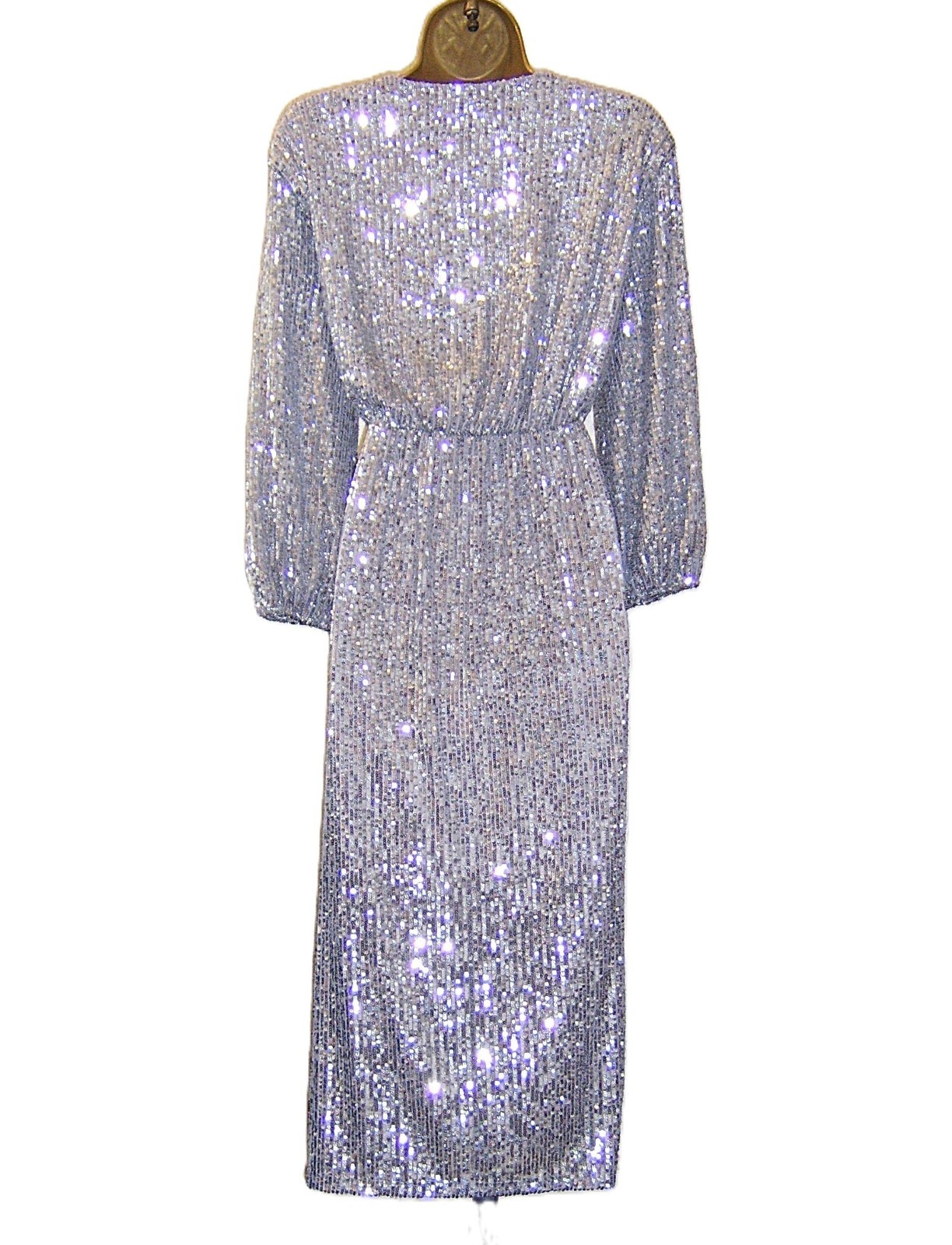 Beautiful Silver Sequin Evening Party Occasion Dress size UK 12 New