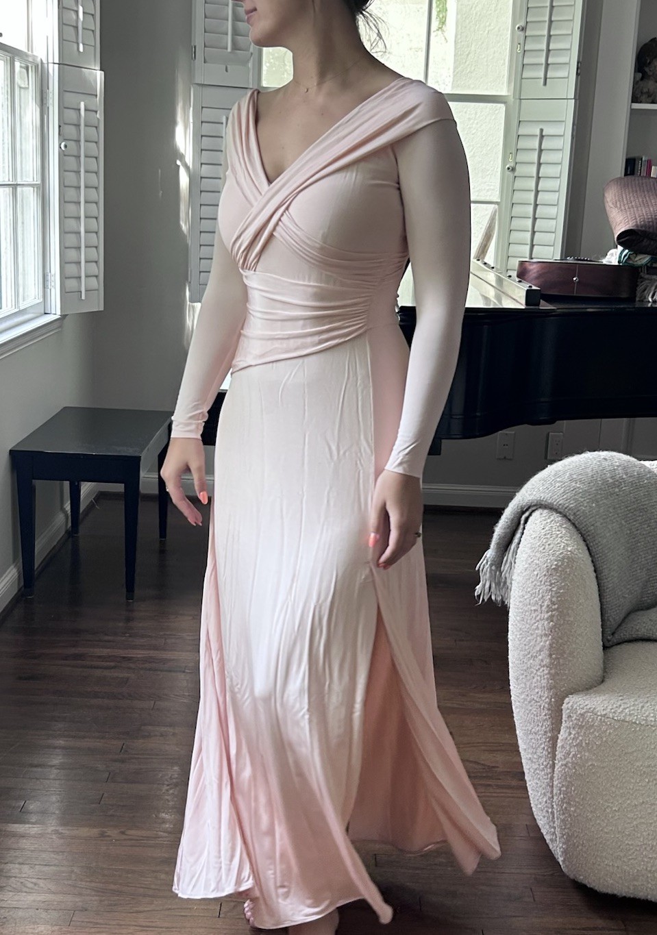 Ralph Lauren Collection Purple Label M Elegant Long Jersey Dress Pink $2990 MSRP