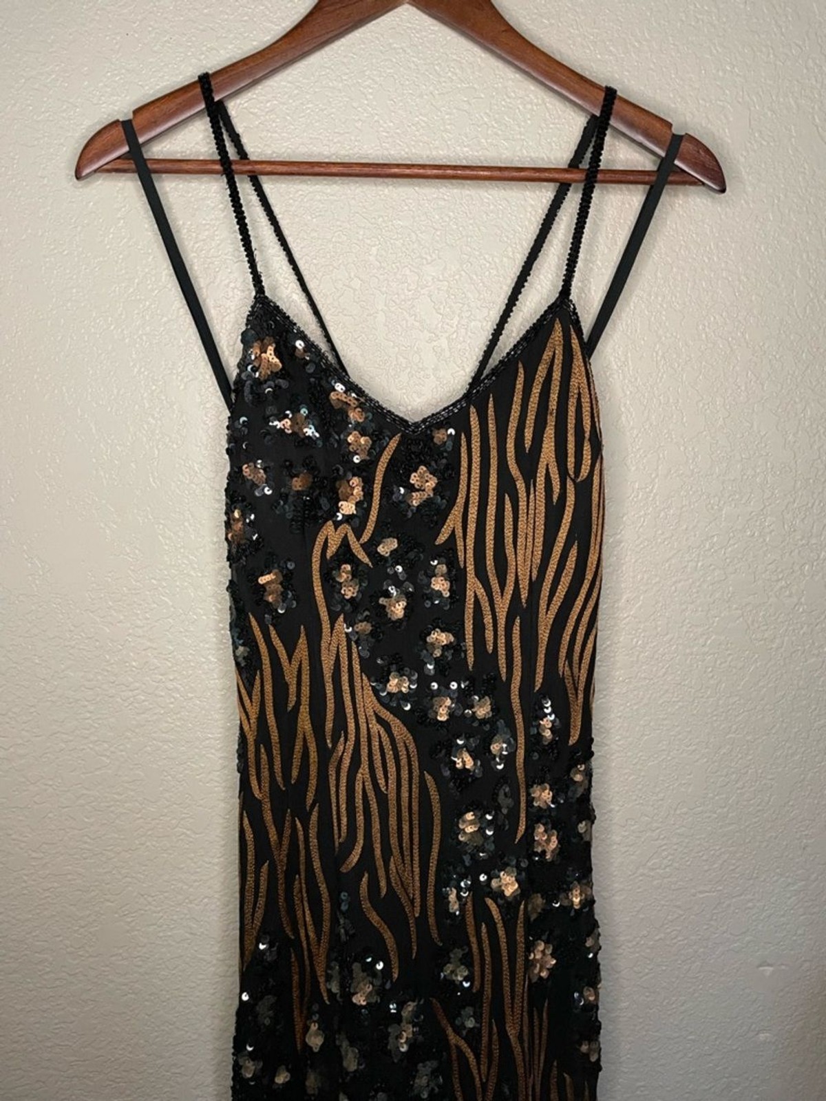 Cassandra Stone 10 Black Silk Beaded Formal Prom Fairy Dress Gown 90s Y2K 2000s