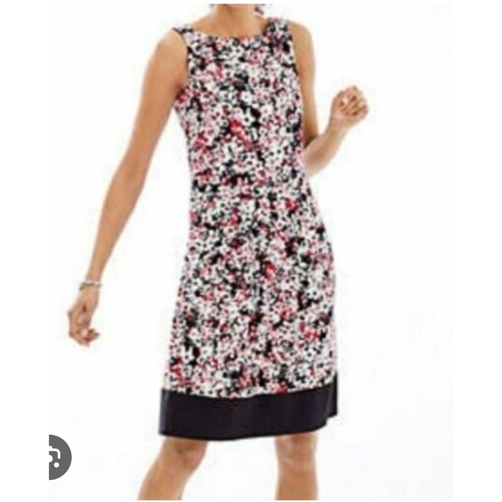 J. Jill Spring Summer Wherever Sleeveless Floral Dress Pink Gray Black Rose Sz L