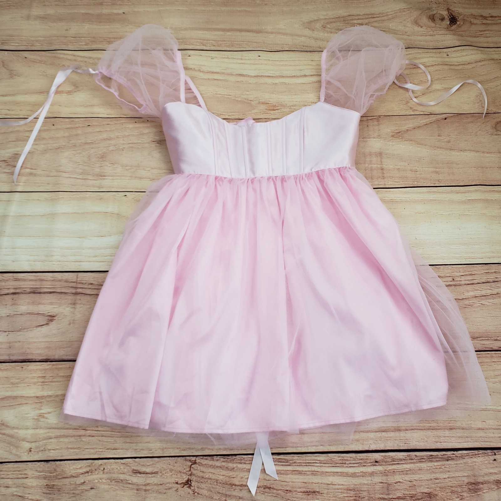 Dolls Kill Sugar Thrillz Babydoll Dress Womens S Pink Tulle Mini Party Cocktail