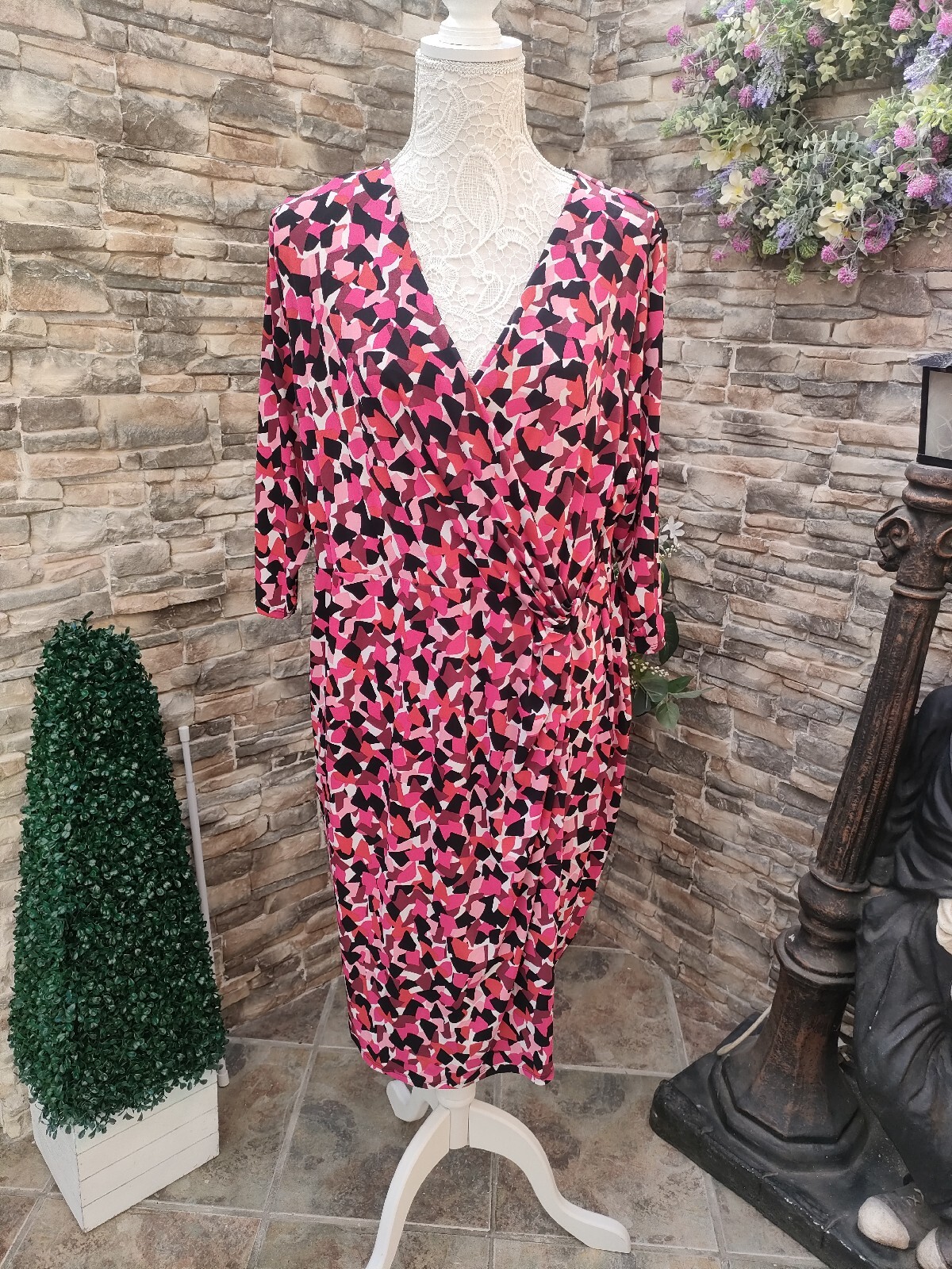M &S wiggle pencil Dress size 22 mini pink occasion party Plus Size