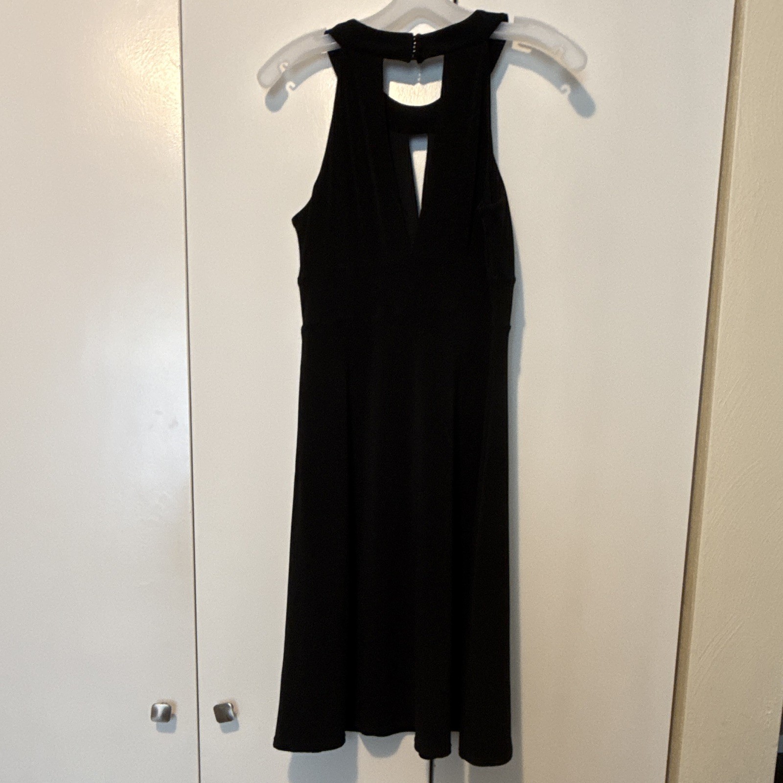 White House Black Market Black Beaded Halter Sleeveless A-Line Dress 6