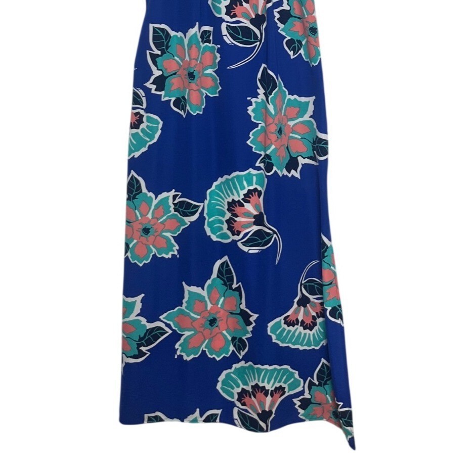 Pink Owl Floral Maxi Dress Small Blue Summer Sleeveless