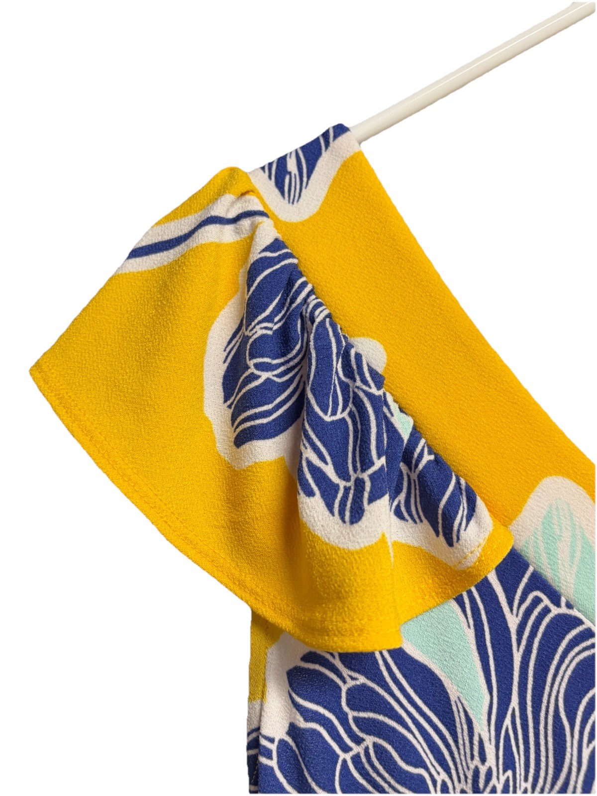 IMAN Global Chic Yellow Blue Floral Maxi Dress Resort Summer Cruise Petite M NWT