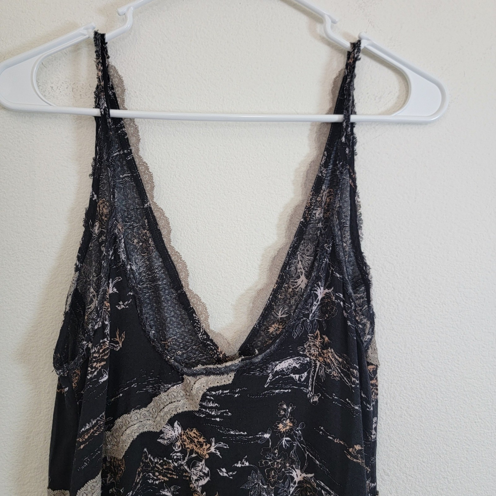 Intimately Free People Floral Lace Trim Slip Dress Small Trapeze Boho Festival
