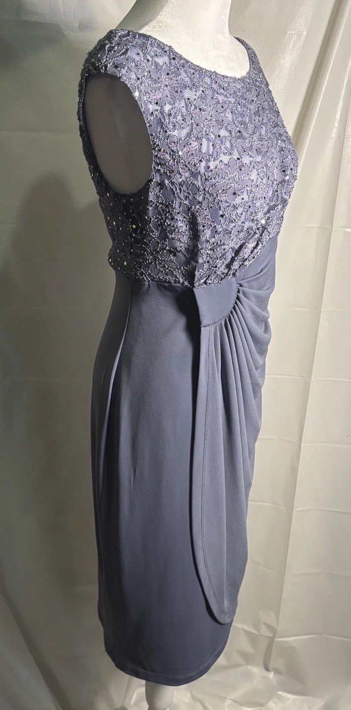 connected Apparel Women’s Silver Sequen Dresssequin dress gray 8