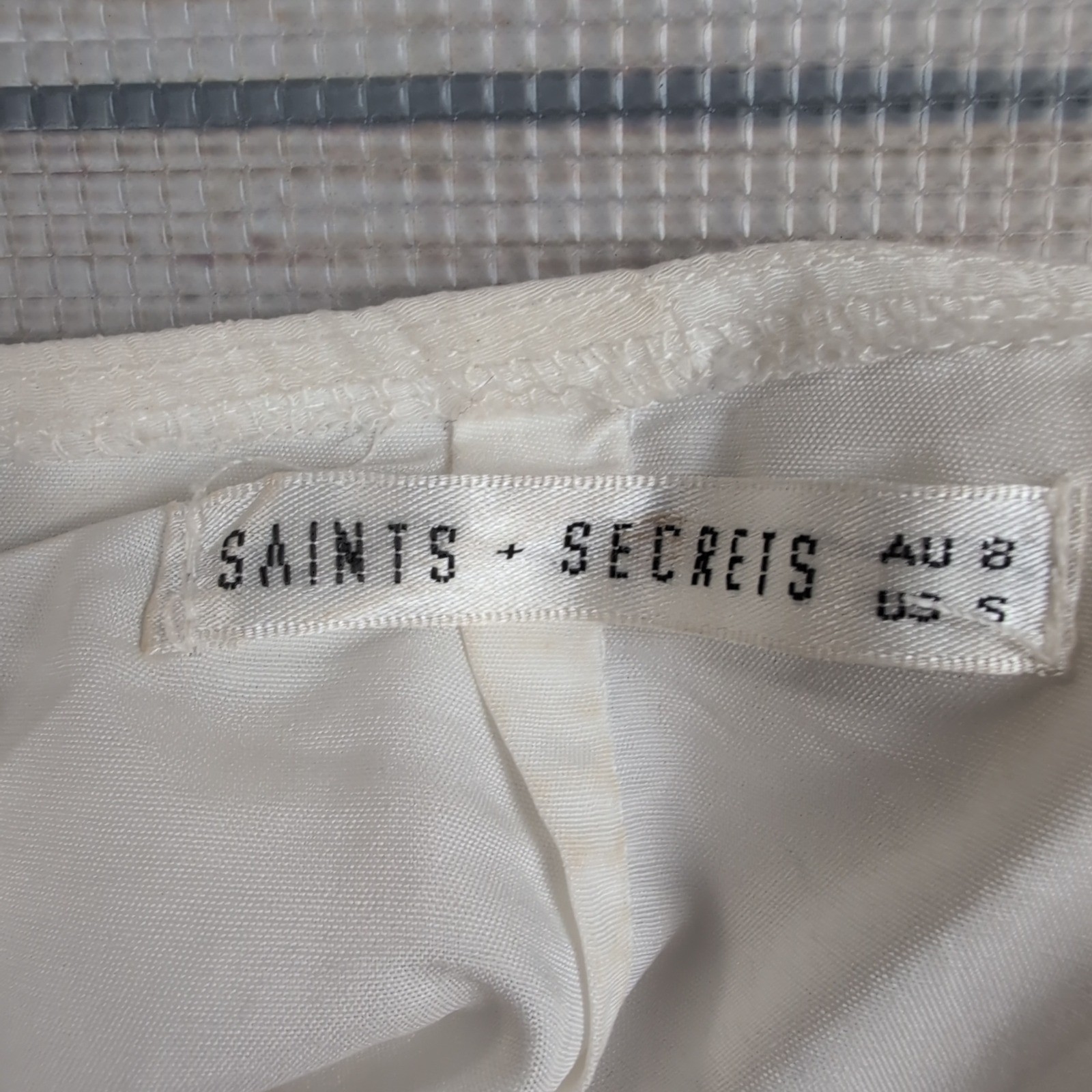 Saints + Secrets White Ruffle Lace Up Back Mini Dress | boho coquette Womens S