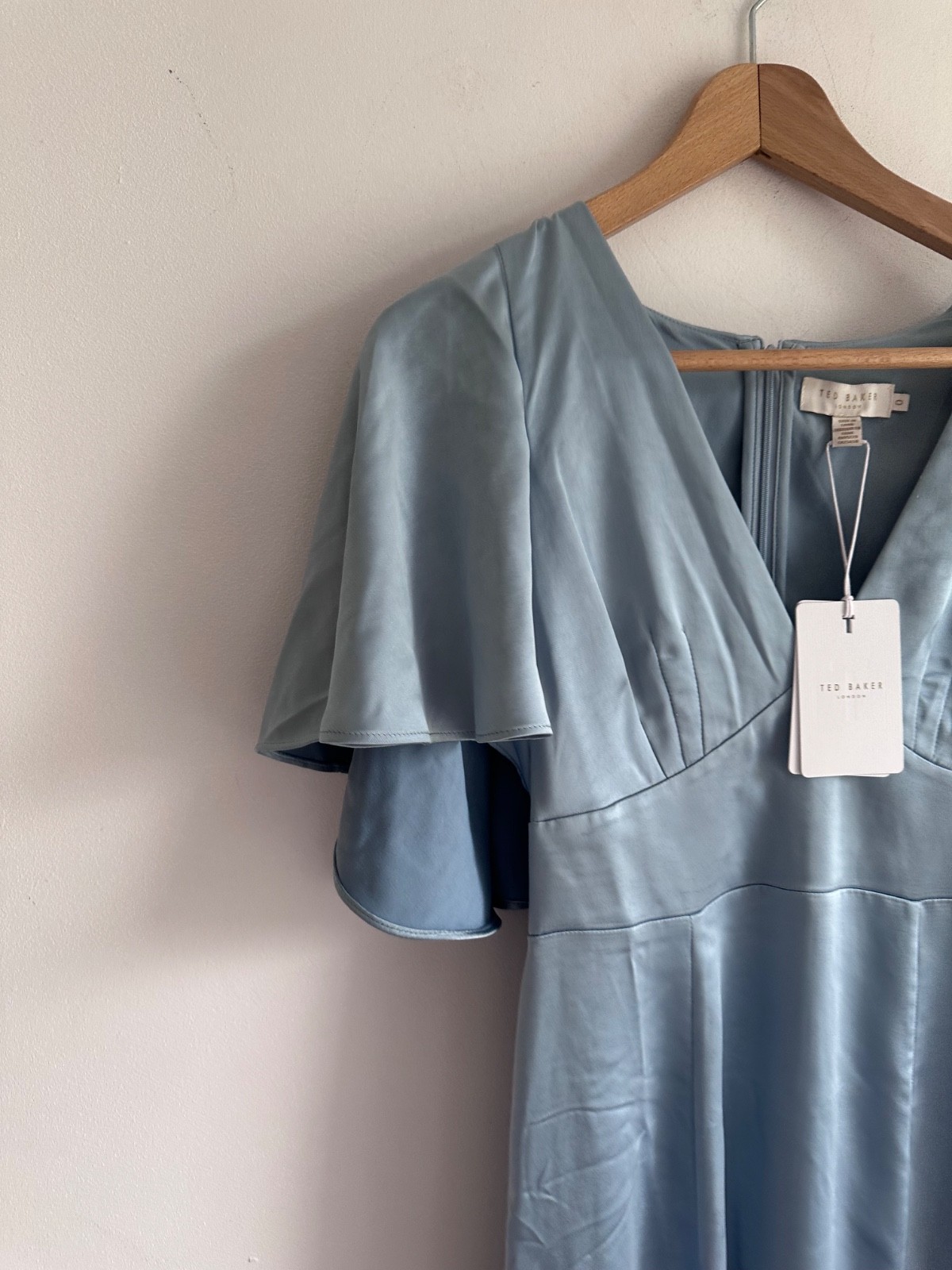 TED BAKER DRESS EMMIE Satin PALE BLUE midi prom formal 6 8 10 12 14 NEW flare