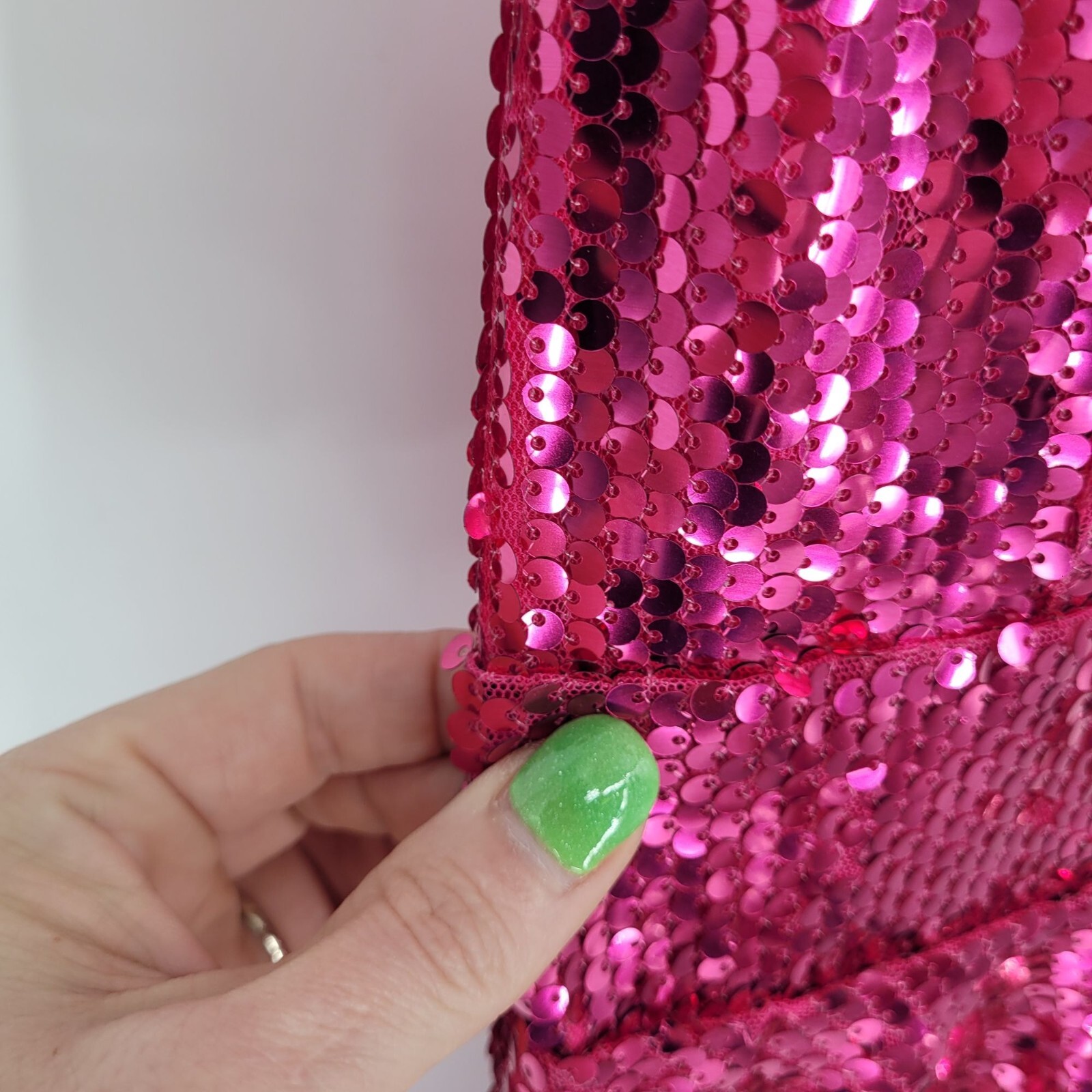Pink womens Large sequin v neck tie back speghetti strap party mini dress