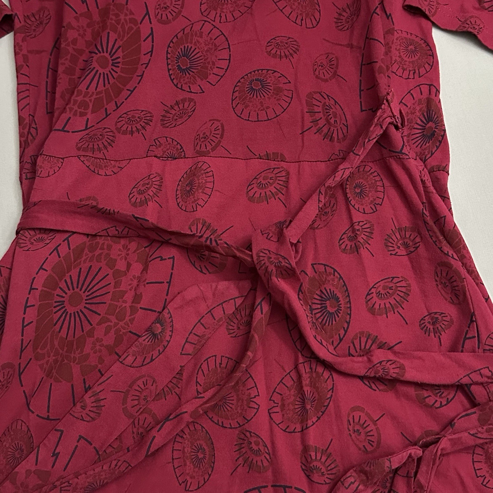 Greater Good Network Nina Wrap Dress Womens Large L Cotton Umbrella Print Red
