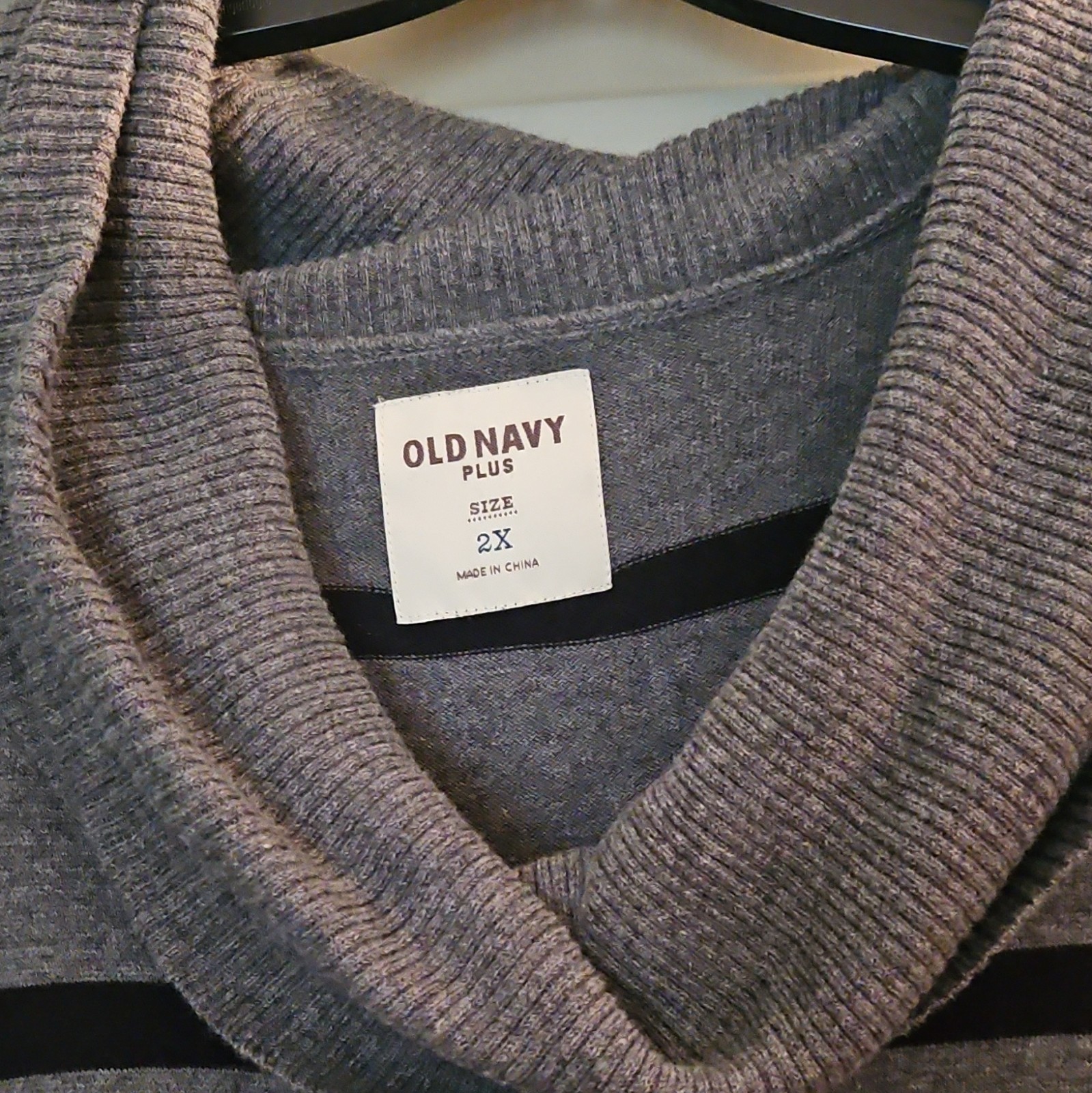 Old Navy Gray Black Striped Cowl Neck Long Sleeve Knit Sweater Dress 2X