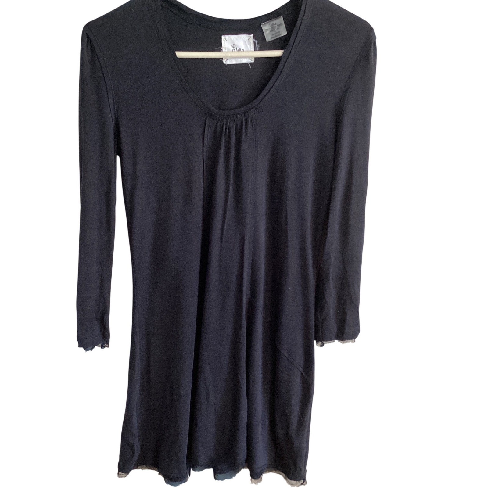 linq Black Long Sleeve Sheer Lace Trim Tunic Dress Size M Goth Whimsygoth