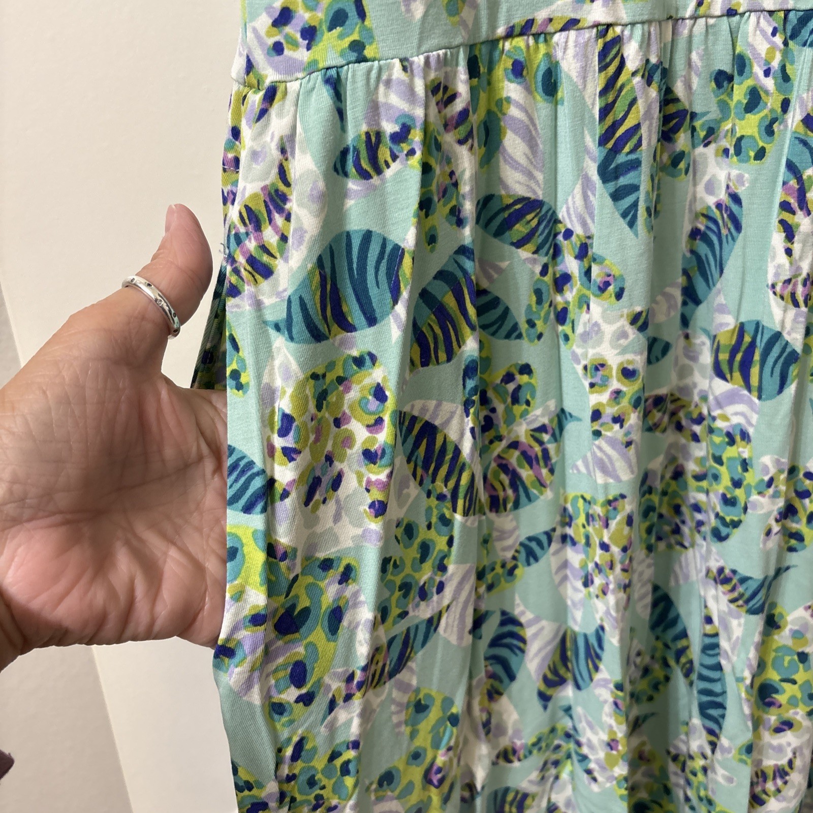 Logo by Lori Goldstein Midi Dress Mint Green Multi Size M Petite