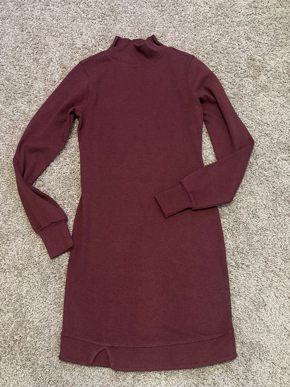 The Normal Brand Mock Neck Sweatshirt Dress XS Burgundy Cotton Blend