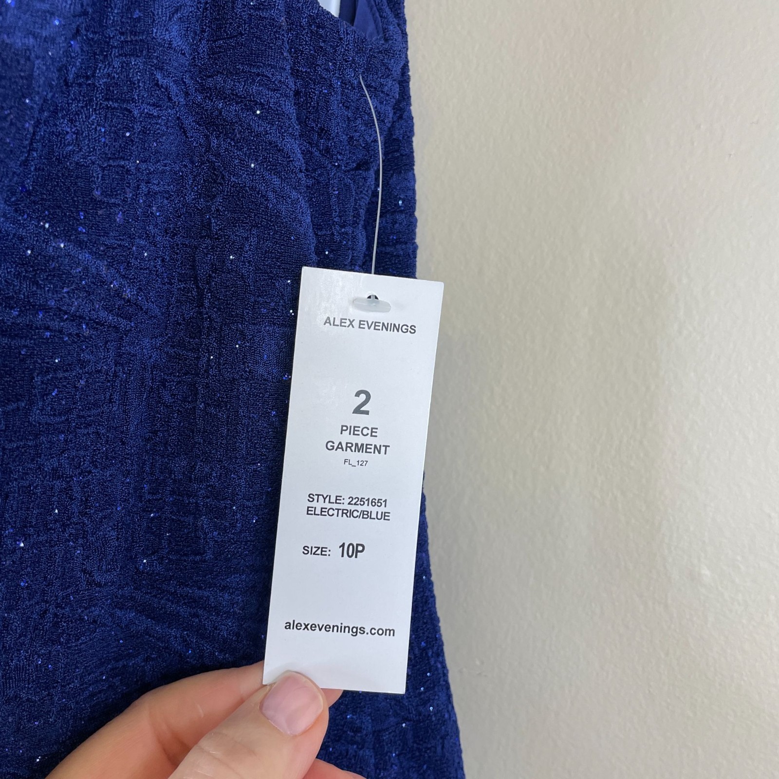 Alex Evenings Glitter Chiffon Gown 2 PC Dress NWT 10P Blue Jacket Special Event