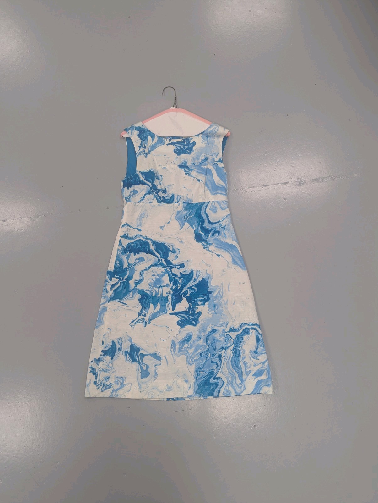 Anthropologie Maeve Marbled Waters Dress White Blue Size 4 Watercolor
