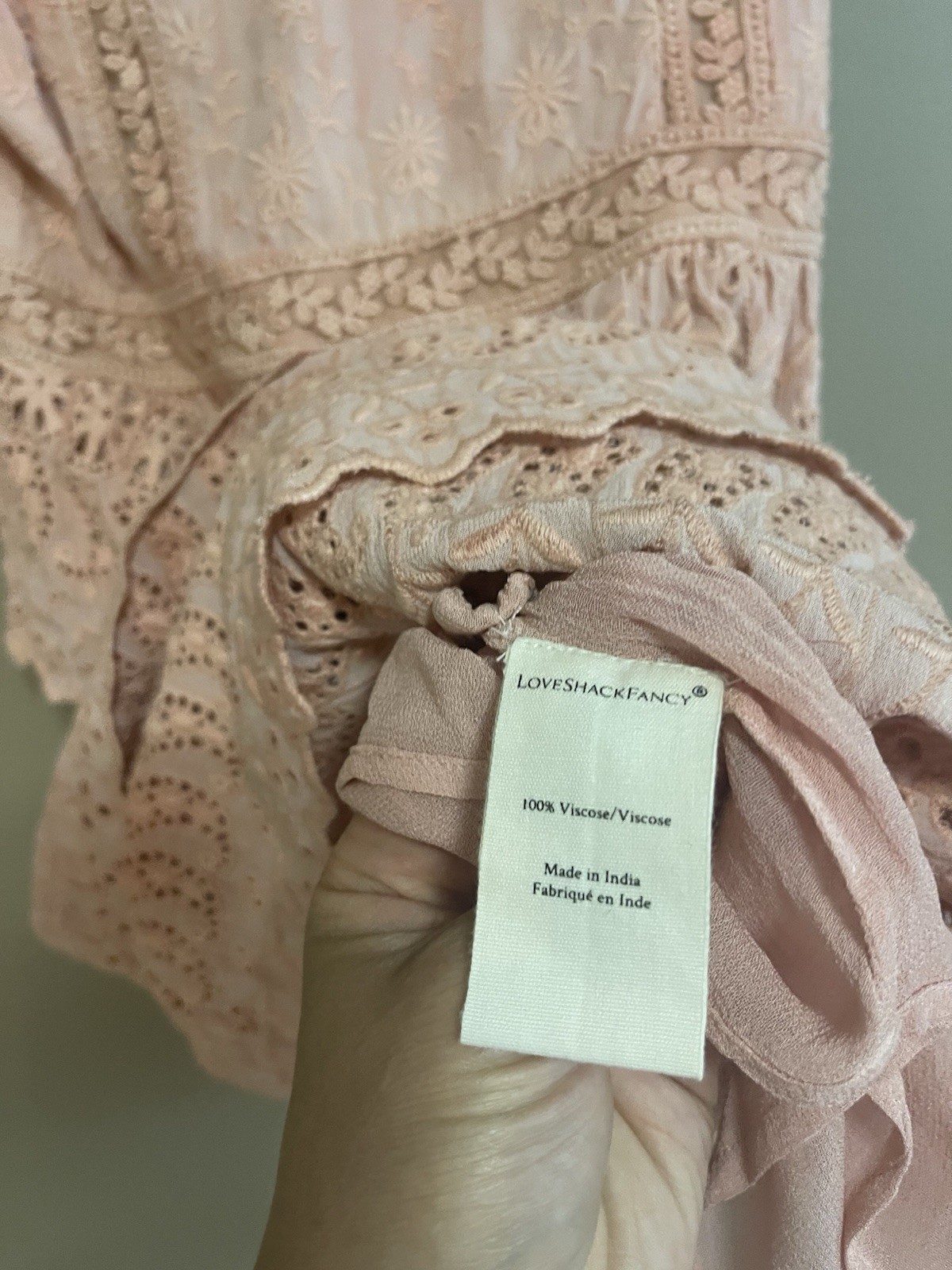 LoveShackFancy Pink Caro Tiered Broderie Anglaise DresMini Size 4