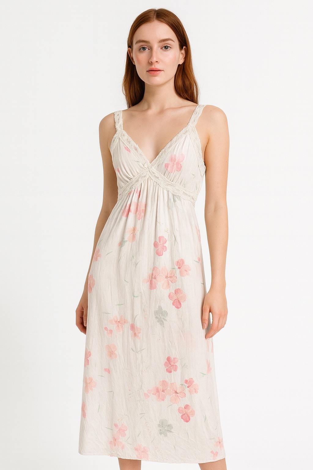 Vintage Miss Elaine Pet Floral Lace Trim Slip Dress 70s 80s Satin Nylon Gown