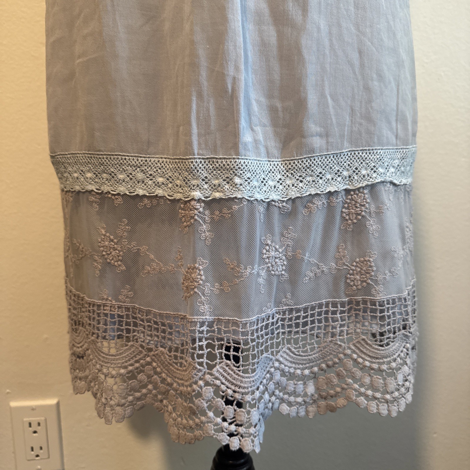 Hazel Crochet Trim Embroidered Lace Bohemian Dress Lace Womens Medium M