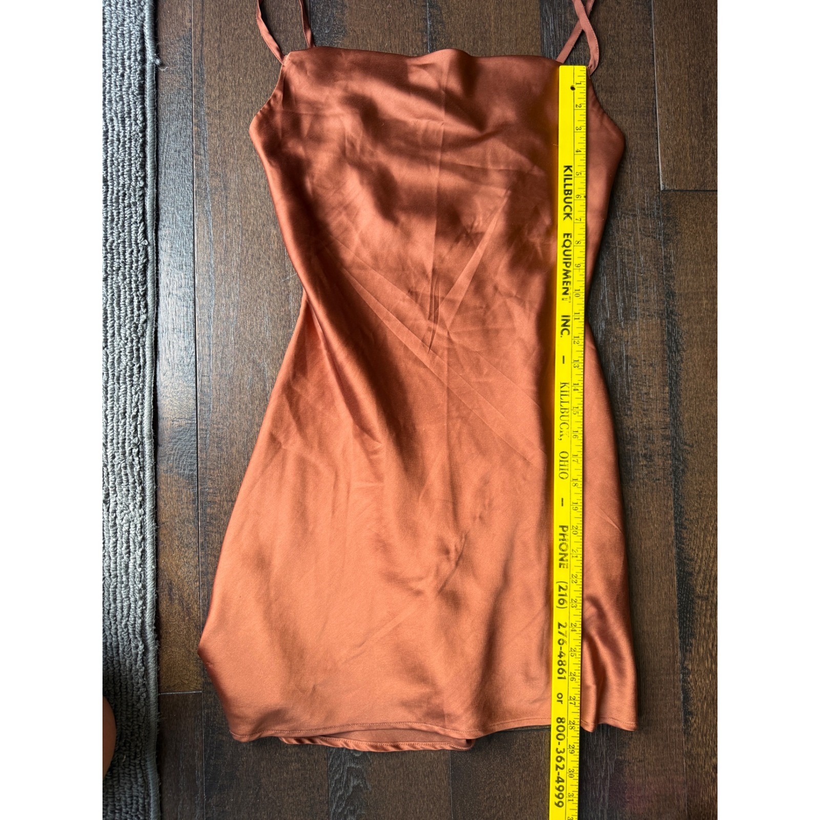 Hollister Womens Rust Copper Satin Cowl Neck Mini Slip Dress Small fall romantic
