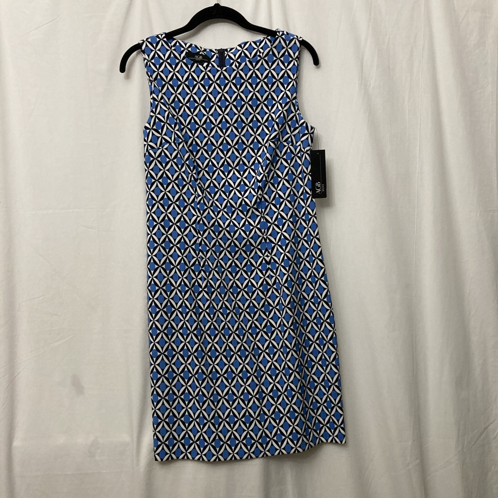 NWT AGB Dress Blue,White & Black Sleeveless Geometric Print Sheath Dress – SZ 6