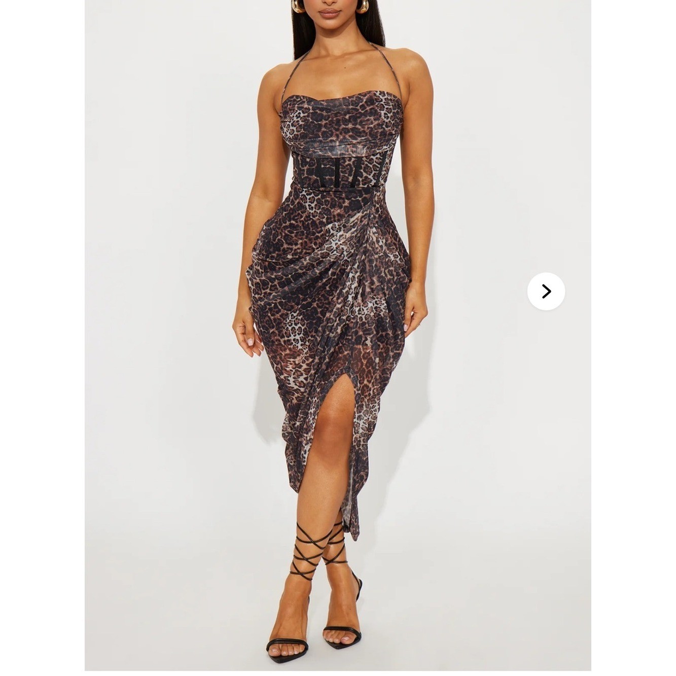 NWT Fashion Nova Brown Leopard Print Strapless Midi Dress