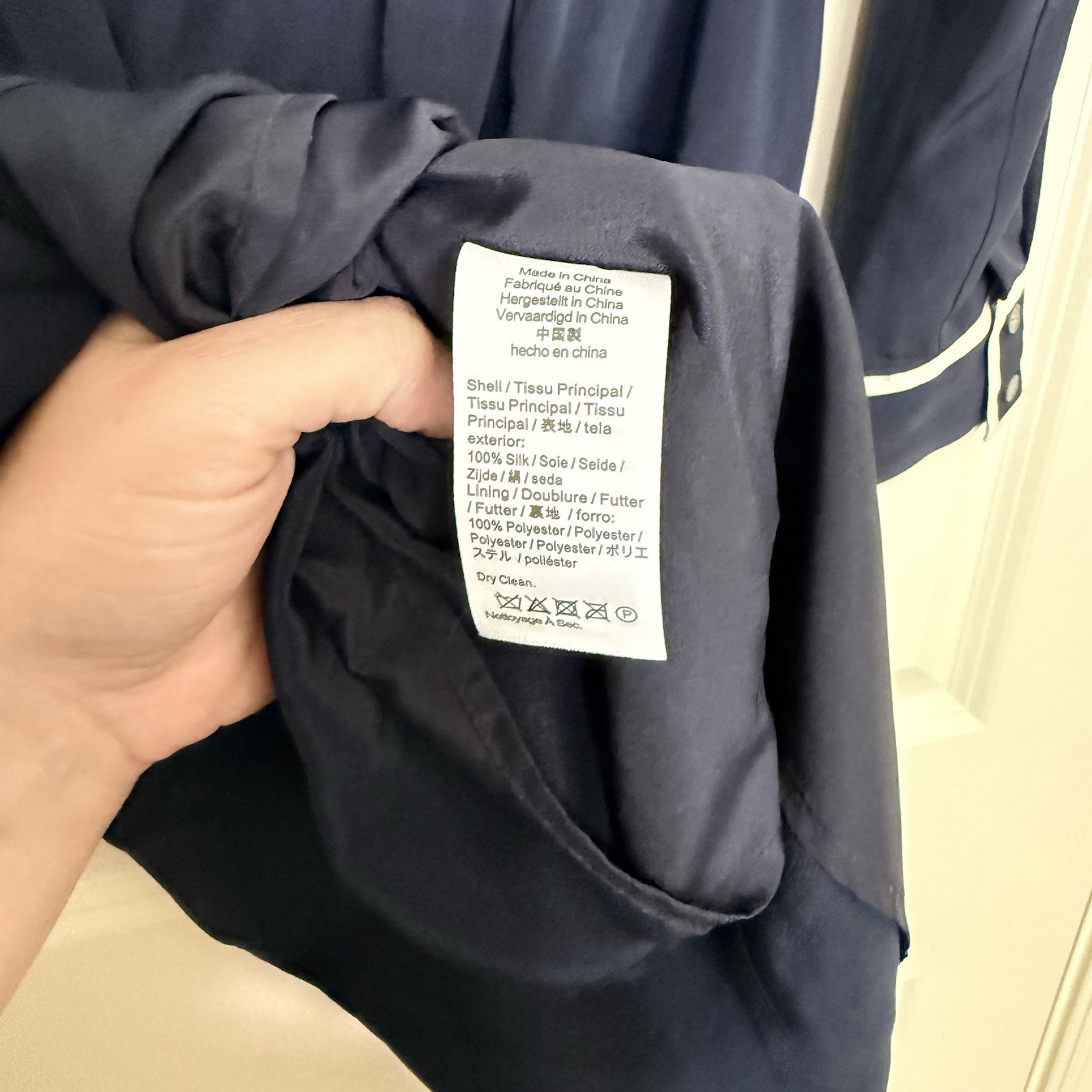 J. Crew Silk Shirt Dress Sheer Pockets Classic Navy Prep See Measurements XS/S