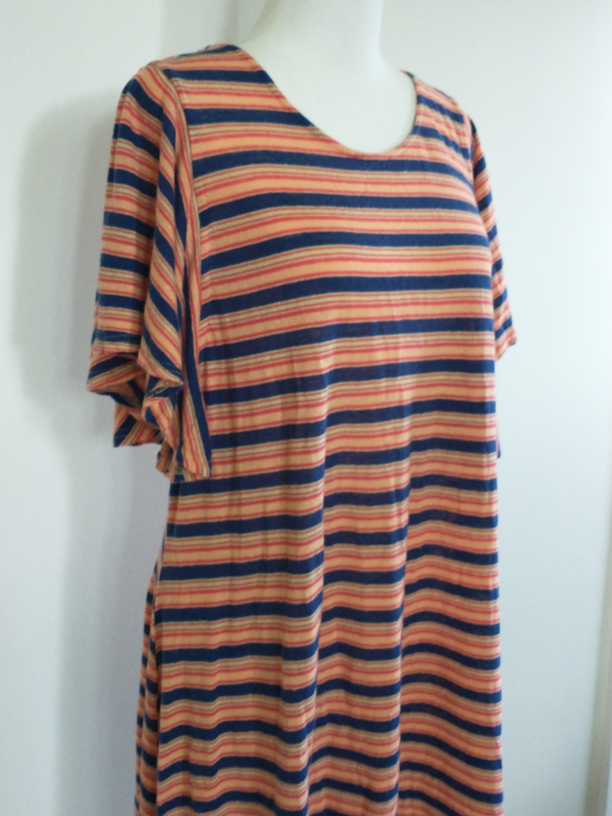 Modcloth Linen Striped Flutter Sleeve Swing Dress Women’s Plus 1X Retro Vintage