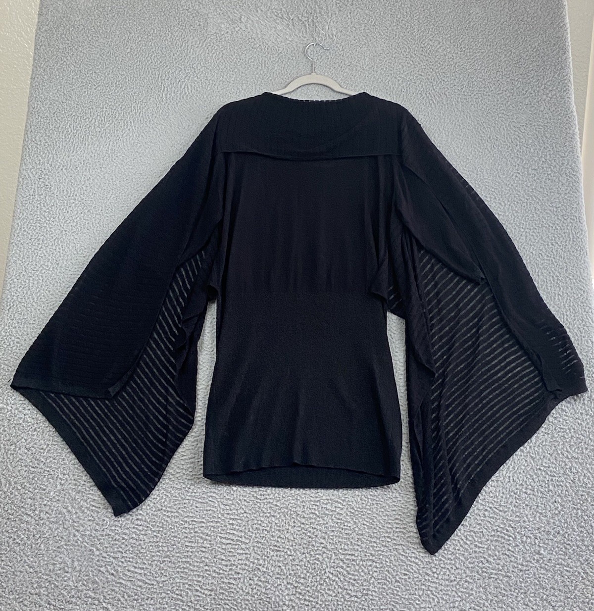 Anne Fontaine Black Knit Butterfly Sleeve Metallic Bodycon Mini Dress 44 Aiko