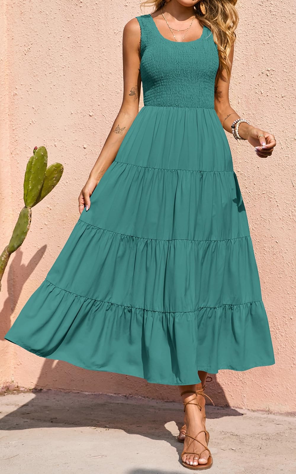 PRETTYGARDEN Sleeveless Flowy Spring Wedding Guest Dresses Women Long Small