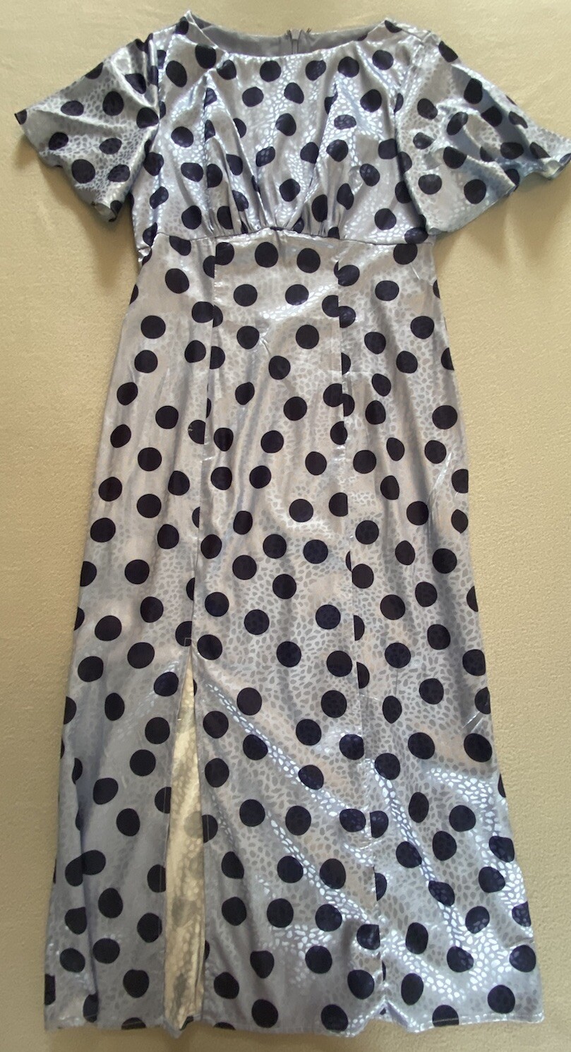 CHI CHI DRESS SZ 10 SUMMER WOMENS BLUE ANGEL SLEEVE MIDI SPOT LADIES SEE DETAILS