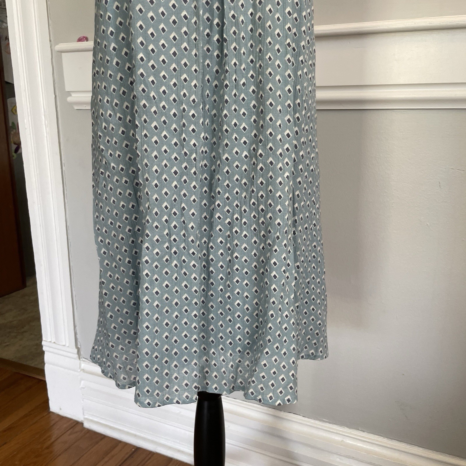 Naif Blue Summer Dress Size Small Geometric Pattern Sleeveless Shift SEE PICS