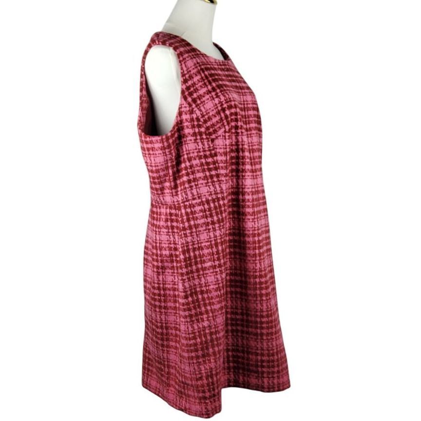 On 34th Mini Dress Womens Plus 14W Pink Plaid Tweed Wool Blend Sheath NWT