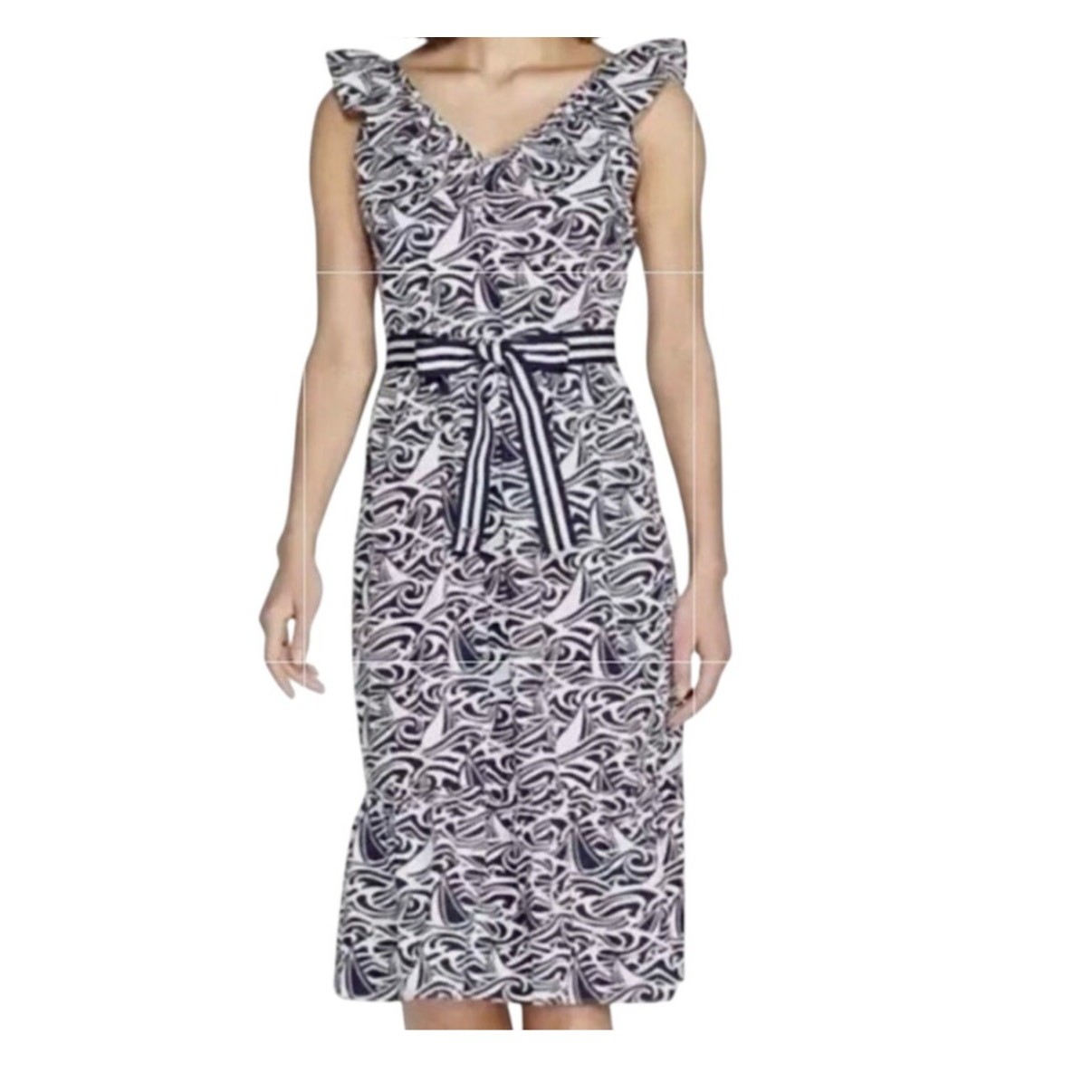 Vineyard Vines x Target medium ruffle belted nautical pockets dress D4 2469