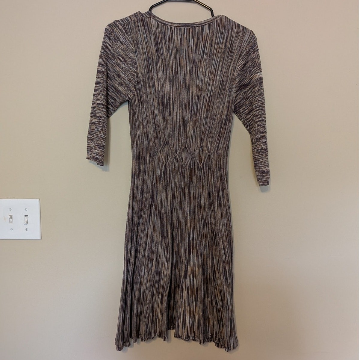 Connected Apparel Knit Midi Dress With Marled Brown And Beige