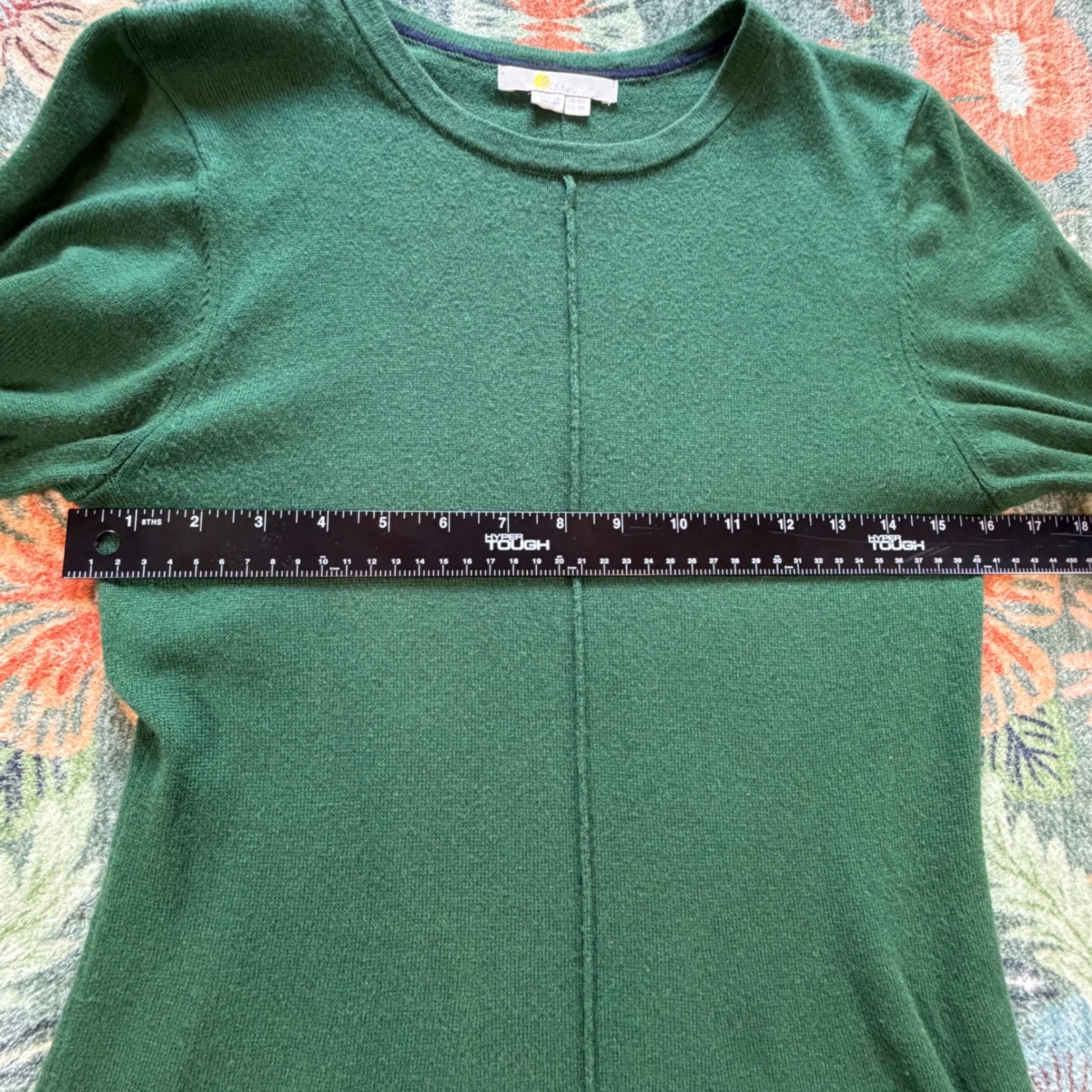 Boden Green Wool Cashmere Blend Puff Sleeve Knit Midi Dress US 4R D0359