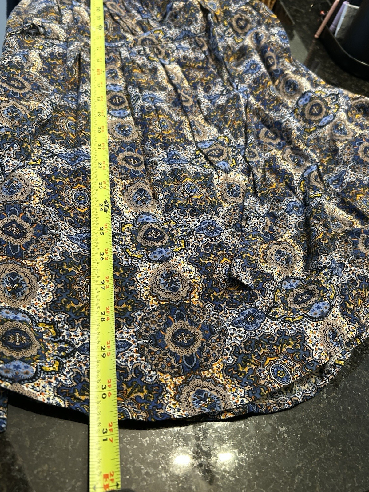 danielrainn Blue Paisley Wrap Dress V-Neck 3/4 Sleeve Tie Waist Lined S