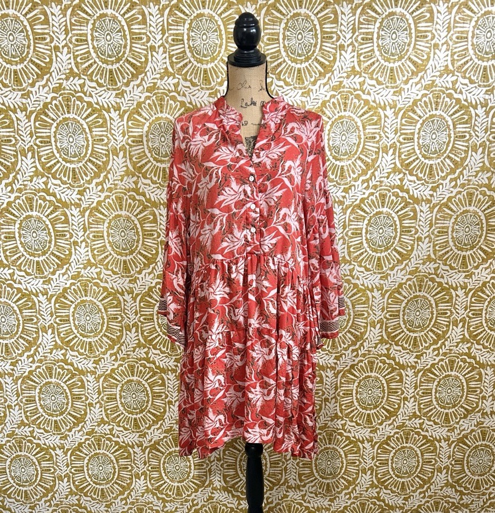 Sissel Edelbo One Of A Kind Floral V-Neck Mini Dress One Size Fits Most